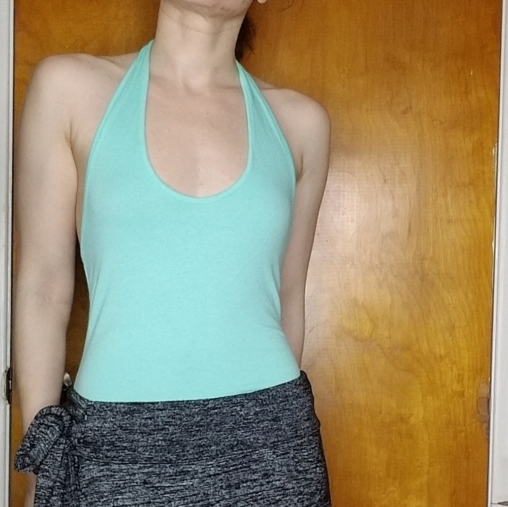 Sea green halter top bodysuit